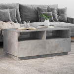 Diivanilaud LED-tuledega, betoonhall, 90x49x40cm