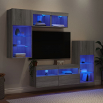 5-osaline telerikappide komplekt LED-tuledega, hall sonoma tamm