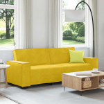 3-kohaline diivan, kollane, 220 x 78 x 84 cm, samet