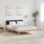 Voodiraam peatsiga Pruun ja must 135 x 190 cm M&auml;nnipuit