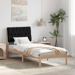 Voodiraam Pehme Peatoega peaga Pruun 75 x 190 cm M&auml;nnipuit