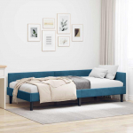 Nurga voodiraam peatsiga Sinine 90 cm x 190 cm Samet