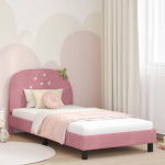 Laste voodiraam peatoega peaga Roosa 90 x 190 cm Samet