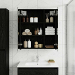 Vannitoa peeglikapp Must tamm 60 x 14,5 x 70 cm Tehispuit