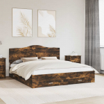 Voodiraam peatsiga Suitsetatud tamm 200 x 200 cm Tehispuit