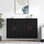 Seinale kinnitatav kapp 2 tk must tamm 69,5 x 34 x 90 cm