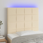 LED-voodipeats, kreemjas, 90x5x118/128 cm, kangas