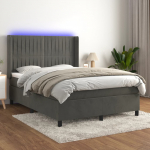 Kontinentaalvoodi madrats ja LED, tumehall, 140x200 cm, samet