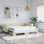 Diivanvoodi v&auml;ljat&otilde;mmatava osaga, kreemjas, 90x200 cm kunstnahk