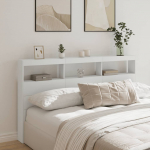 Voodipeatsi kapp LED-tuledega, valge, 180 x 17 x 102 cm