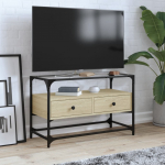 Klaasplaadiga telerikapp, sonoma tamm, 80x35x51 cm, tehispuit