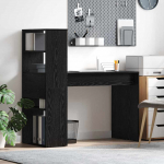 Laud riiuliga must tamm 113 x 54 x 120 cm tehispuit