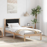 Voodiraam Pehme Peatoega peaga Must 75 x 190 cm Tahke m&auml;nd