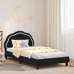 Laste voodiraam peatoega peaga Must 90 x 190 cm Samet