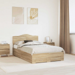 Voodiraam peatsiga sahtliga Sonoma tamm 120 x 200 cm Tehispuit