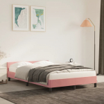 Voodiraam peatsiga ilma madratsita roosa 120x200 cm samet