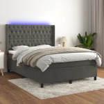 Kontinentaalvoodi madrats ja led, tumehall, 140x200 cm, samet