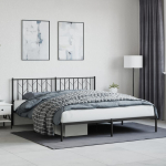 Metallist voodiraam peatsiga, must, 183x213 cm