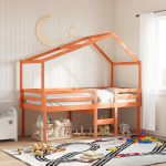 K&otilde;rge voodi, katusega, meepruun, 80 x 200 cm, m&auml;nnipuit