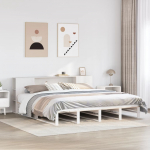 Riiuliga voodiraam ilma madratsita, valge, 200x200cm, puit