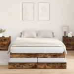 Voodi hoiukohaga raam suitsetatud tamm 226.5 x 135 x 31.5 cm