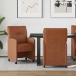 Ratastega S&ouml;&ouml;gi-toolid 2 tk Pruun 57 x 67 x 95 cm Kunstnahk