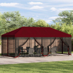 Paviljon k&uuml;lgseinadega 6 x 3 m Veinipunane Pol&uuml;ester ja teras