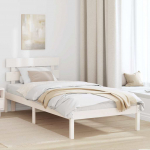 Voodiraam peatsiga Valge 100 x 200 cm M&auml;nnipuit