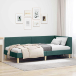 Nurga voodiraam Tume rohelise 90 cm x 200 cm Kangas ja vineer