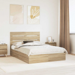 Laos voodi peaga sahtliga Sonoma tamm 140 x 200 cm Tehispuit