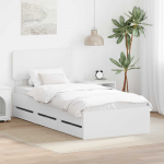 Voodiraam sahtliga peaga valge 100 x 200 cm inseneripuit