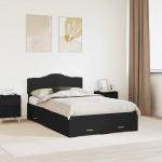 Voodiraam peatsiga sahtliga Must 135 x 190 cm Tehispuit