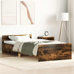Peatsiga voodiraam Suitsutatud tamm 80 x 200 cm Tehispuit
