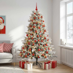 Kunstkuusk koos j&otilde;ulukuuliga 240 cm 300 LED-i Soe valge