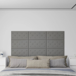 Seinapaneelid 12 tk, hall, 60 x 30 cm, kunstnahk, 2,16 m&sup2;