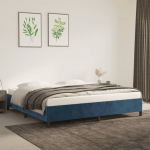 Voodiraam ilma madratsita tumesinine 200x200 cm samet