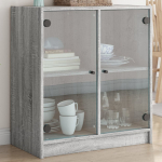 Klaasustega k&uuml;lgkapp, hall sonoma tamm, 68 x 37 x 75,5 cm