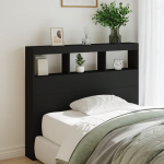 Voodipeatsi kapp LED-tuledega, must, 120 x 17 x 102 cm