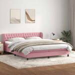 Box Vedruvoodi madratsitega Roosa 180x210 cm samet