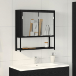 Peeglikapp riiuliga uksega must tamm 60 x 16 x 60 cm tehispuit