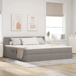Voodi hoiukohaga ja madratsiga peaga Pruunikashall 200 x 200 cm