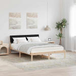 Voodiraam peatsiga Pruun ja must 135 x 190 cm M&auml;nnipuit