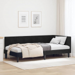 Nurga voodiraam peatsiga Must 90 cm x 200 cm Samet