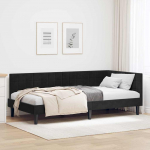 Nurga voodiraam peatsiga Must 90 cm x 190 cm Samet