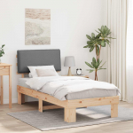 Voodiraam Pehme Peatoega peaga Helehall 100 x 200 cm Tahke m&auml;nd