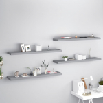 Seinariiulid, 4 tk, hall, 120x23,5x3,8 cm mdf