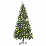 Valgustusega kunstkuusk m&auml;nnik&auml;bidega, 210 cm
