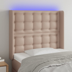 LED-voodipeats, cappuccino, 93x16x118/128 cm, kunstnahk