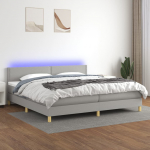 Kontinentaalvoodi madrats ja LED, helehall, 200x200 cm, kangas