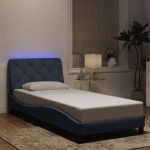 Voodiraam LED-tuledega, tumehall, 80x200 cm, samet